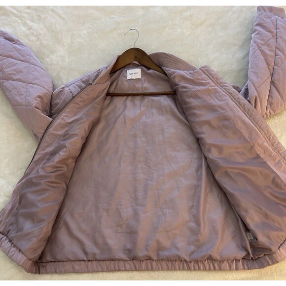 Nine West Jacket Extra Large Snap Up Puffer Bomber Quilted Pink Mauve - Picture 12 of 13
